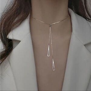 NEW Silver Triangular Slider Chain Necklace